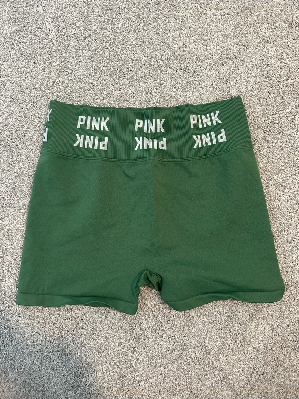PINK Victoria's Secret Forest Green Logo Waist Bike Shorts